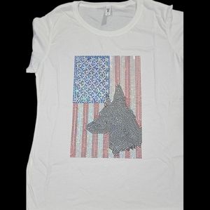 NWT Womans GermanShepard Flag T Shirt